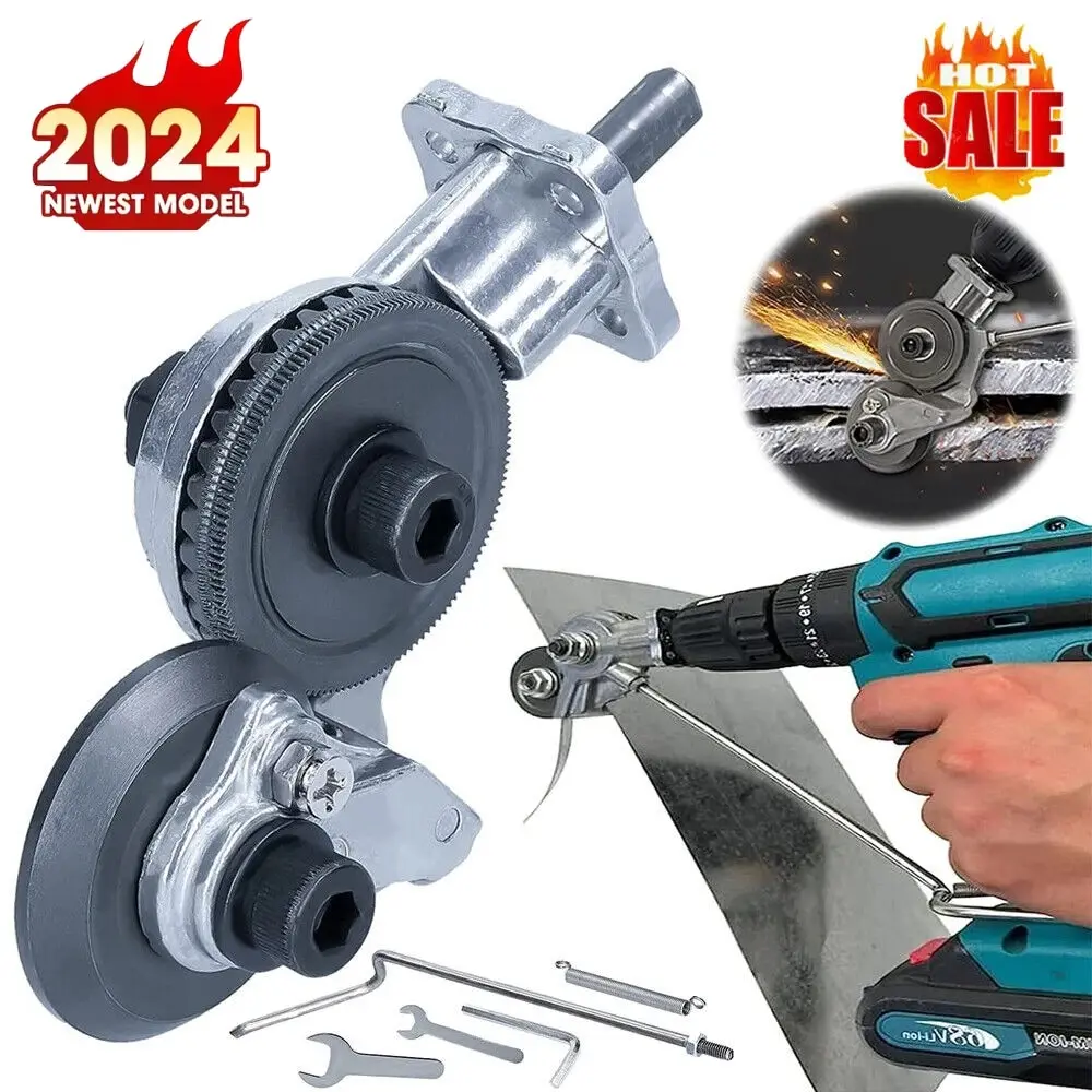 Electric Drill Shears Plate Cutter Metal Nibbler Drill Attachment Double Headed Sheet Cutter Punch Free Cutting Tool