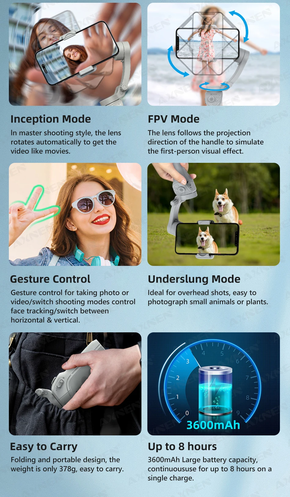 3-axis Gimbal Stabilizer For Smartphone With Fill Light & Tracking_voghion.com