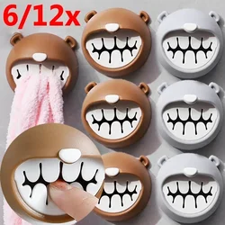 Cartoon Self Adhesive Towel Plug Holder Hooks Bear Fruit Shaped Wall Mounted Batroom Kitchen Racks Dishcloth Hanger Clips Sucker