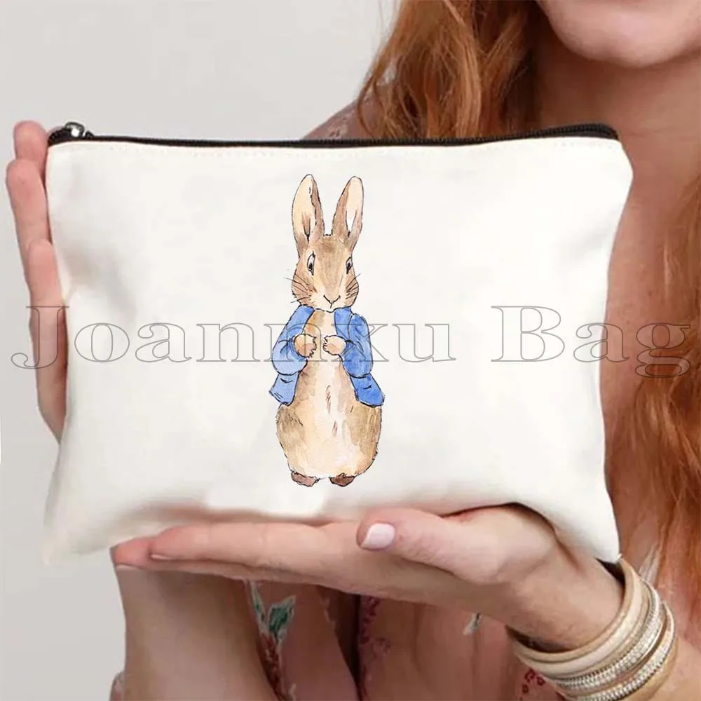Cute Beatrix Potter Cartoon Peter Rabbit Anime Duck Carrots Kawaii Animal Canvas Cosmetic Makeup Toilet Bag Pencil Case Pouch 2