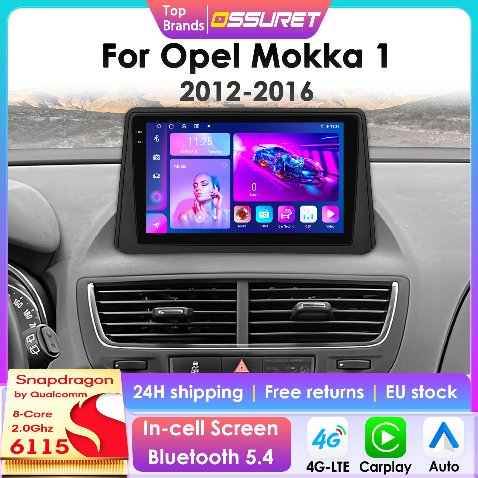 Radio de coche 2Din con cámara 360 y Android 13 para Opel Mokka 1 2012-2016, reproductor multimedia para coche, pantalla inteligente, autoradio, Carplay 6115 1