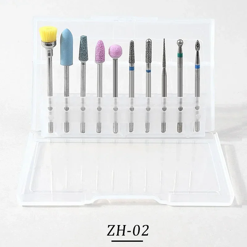 Diamond Milling Cutters for Manicure Electric Clean Foot Cuticle Nail Machine Nail Polishing Tool 10Pcs