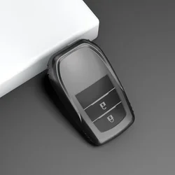 Premium TPU Car Key Case Cover for Select Toyota Models - 2/3/4 Button Protection (2btn grey shell)