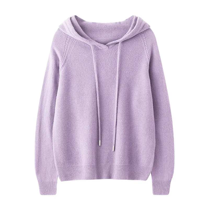

Pullover Hoodie 2023 Winter Women Clothing 100% Wool Sweaters O-neck Ladies Long Sleeve Soft Knitwears