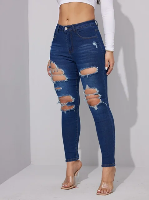 Ripped Jeans Pantaloni Strappati Dietro Donna Pantaloni Strappati