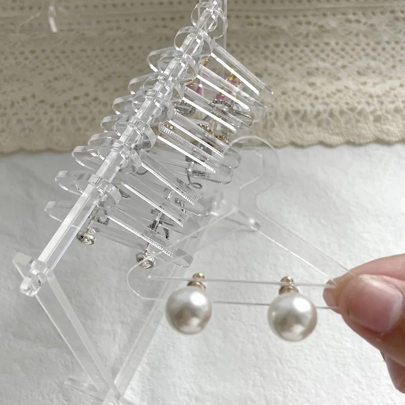 Handmade Polymer Clay Soft Pottery Earrings Stand Organizer Acrylic Hanger Shape Tabletop Jewelry Display Holder Earring
