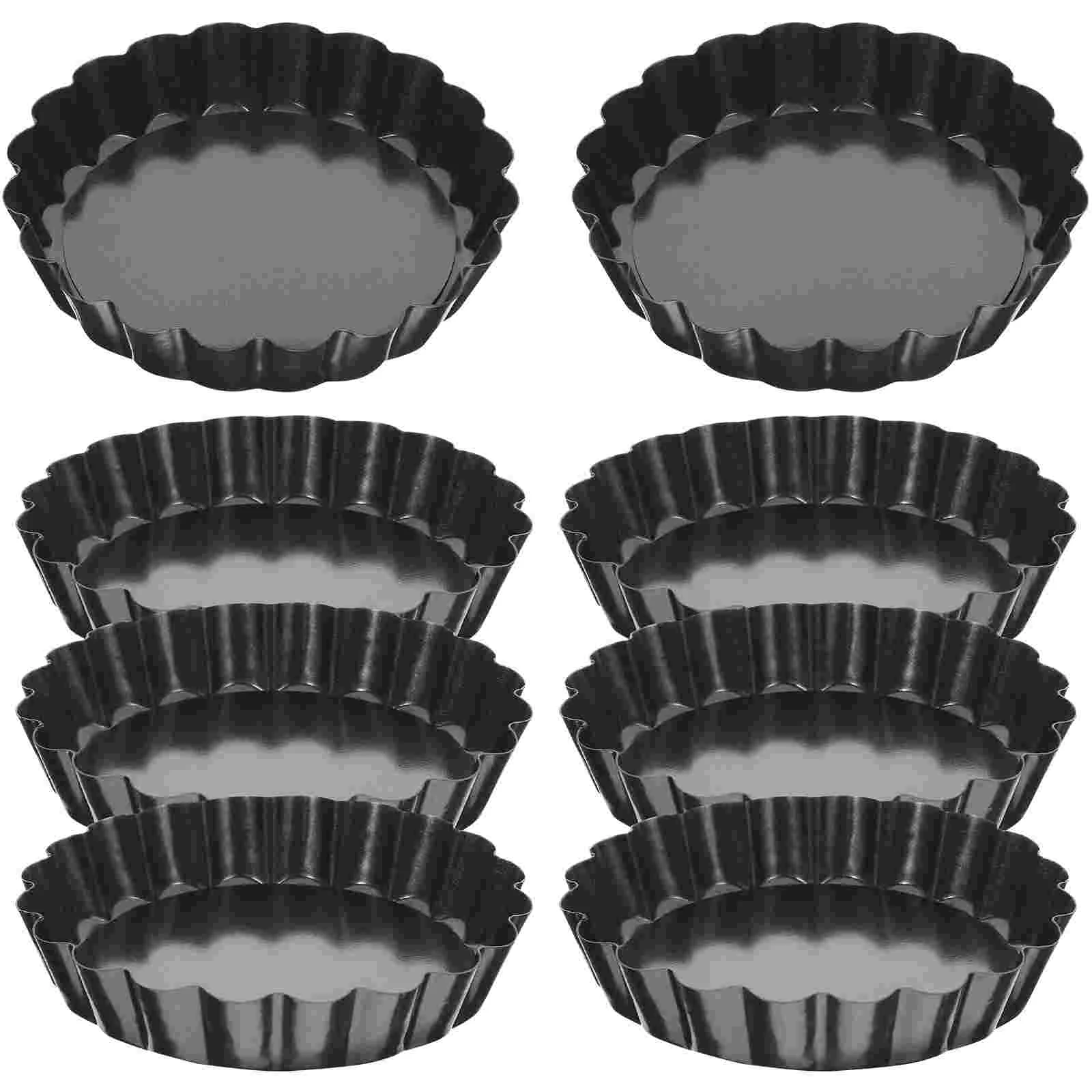 

8 Pcs Egg Tart Tray Mini Cupcake Pan Pie Pans Removable Bottom Non Stick Baking Round for Small Carbon Steel Molds