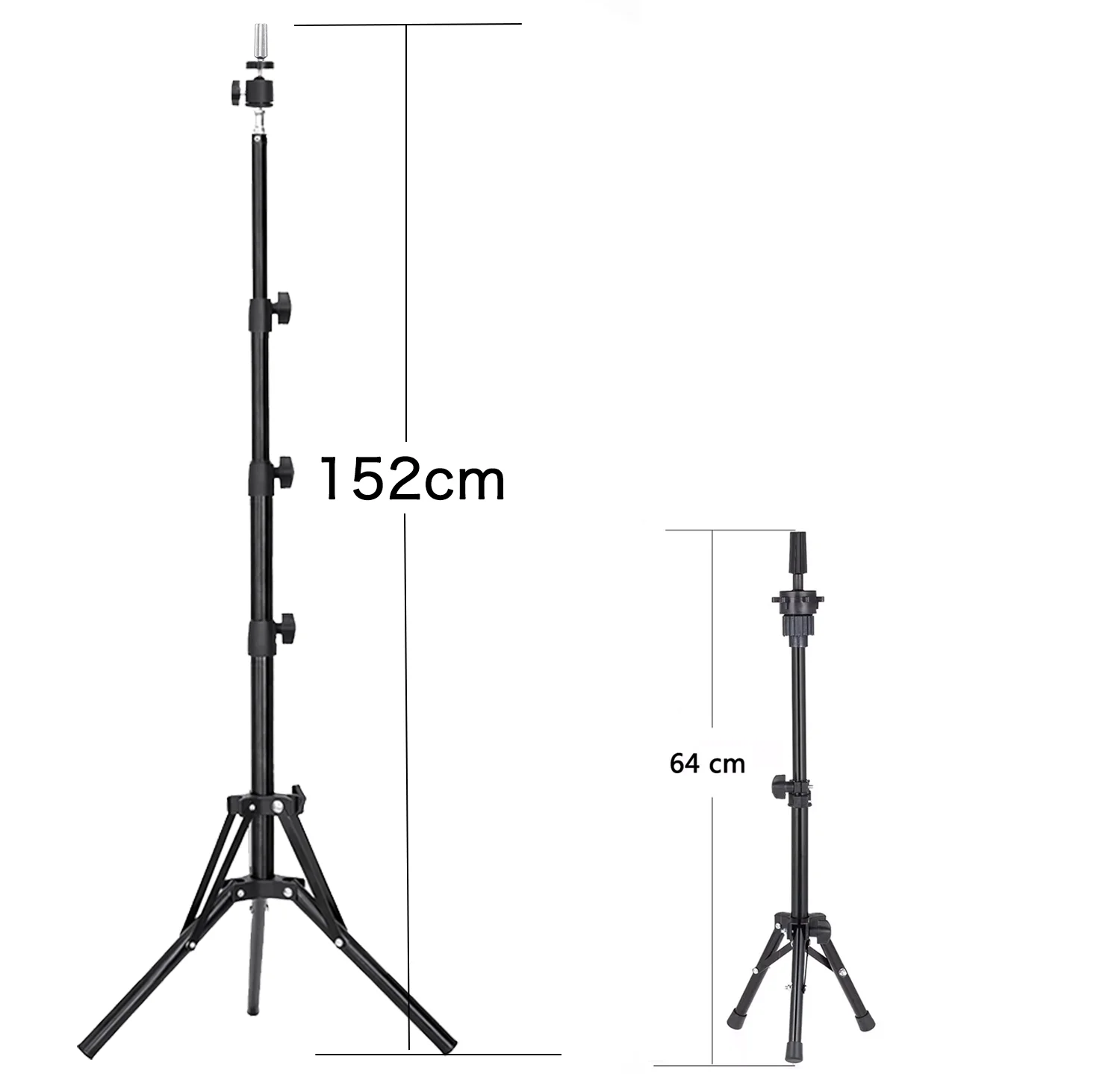 Alileader New 152Cm/64Cm Wig Stand Wig Tripod With Mannequin Canvas Block Head Adjustable Tripod Stand Wig Making kit TPins Gift