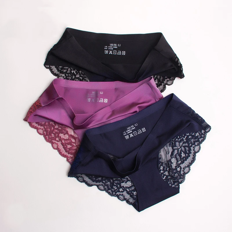 3 шт./комплект, женские бесшовные кружевные трусы, m-xxl