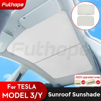 Futthope 업그레이드 얼음 천 버클 유리 지붕 차양, 테슬라 모델 3 Y 2021-2023 전면 후면 선루프 채광창