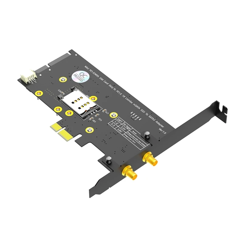 Scheda Adattatori F3Ke Mini Pcie A Pcie 1X E Msata A Sata3 Con Slot Per Scheda Per Scheda Combinata Wifi 3G Msata 2 In1