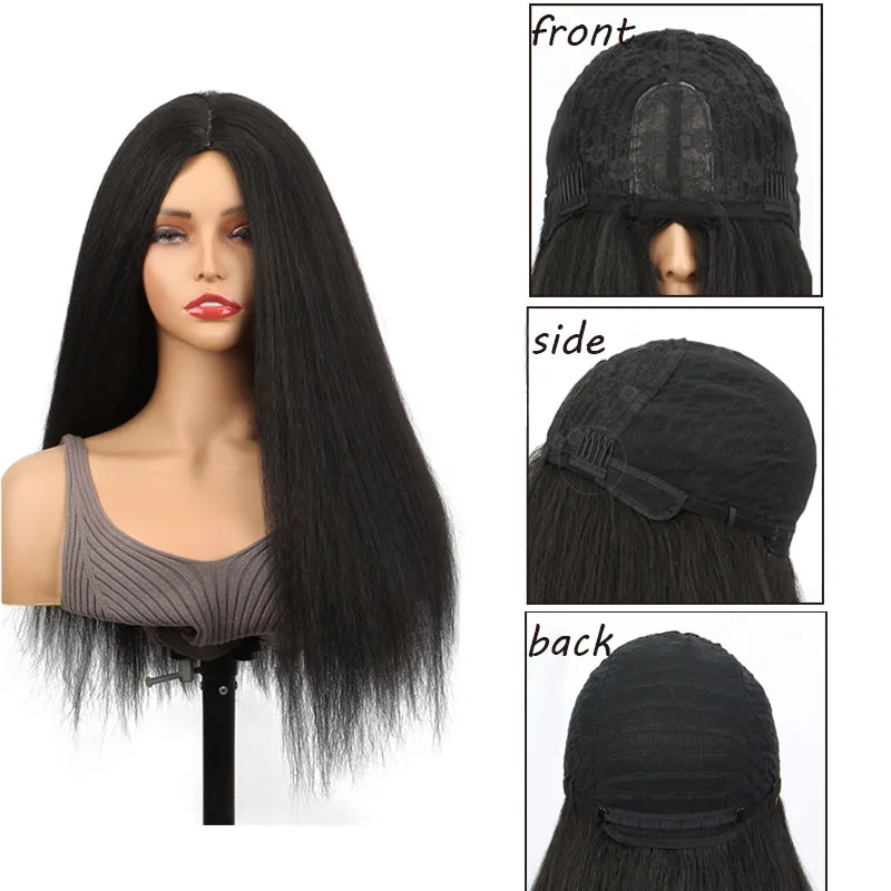 Synthetic Kinky Straight Afro Puff Wig Yaki  Hair Wig for Women Natural Looking Daily Party Use Heat Resistant