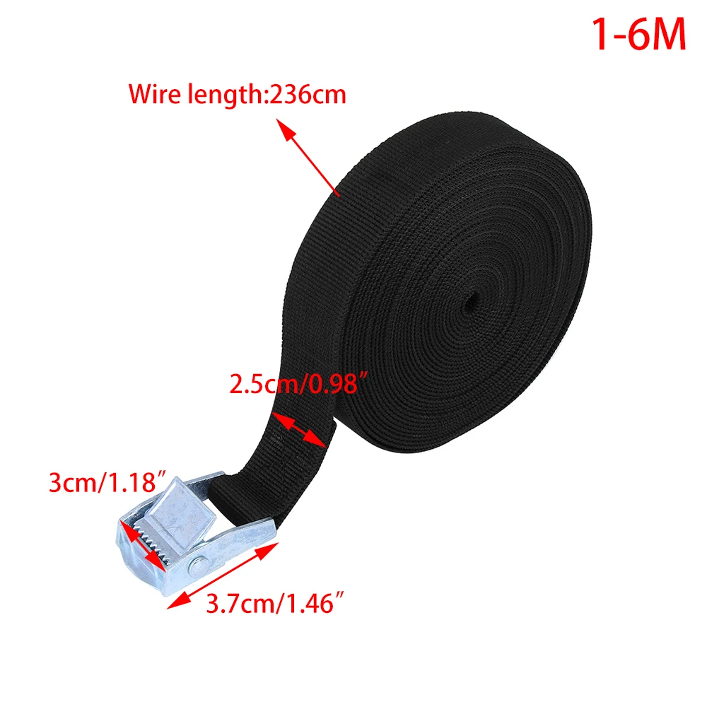 1-6M Black Hot New Buckle Belt Car Cargo Strap Strong ratchet Luggage Lashing Cargo Bundling Auto Accessories