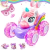 Unicorn Remote Control Car for Girls, RC Stunt Car with Cute Lights, 360° Rotating Double-Sided 4WD, Birthday Gift for Kids 1
