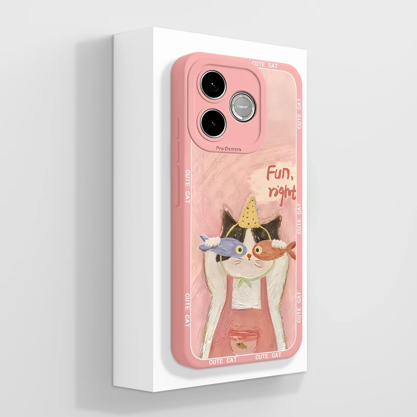 Cute Cat Claw Cartoon Print Phone Case with Camera Protection - Soft Liquid Silicone Housing