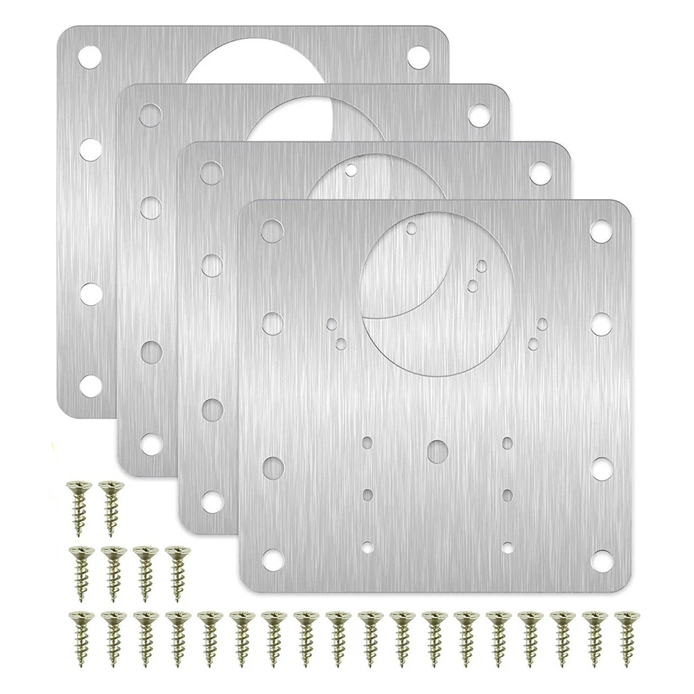 Description Picture 5 of itemRepair Kit Hinge Plate Stainless Steel 2/4/10 Pcs 9cm*9cm Drawer Fixing Screws For Cabinet Rust Resistant Practical