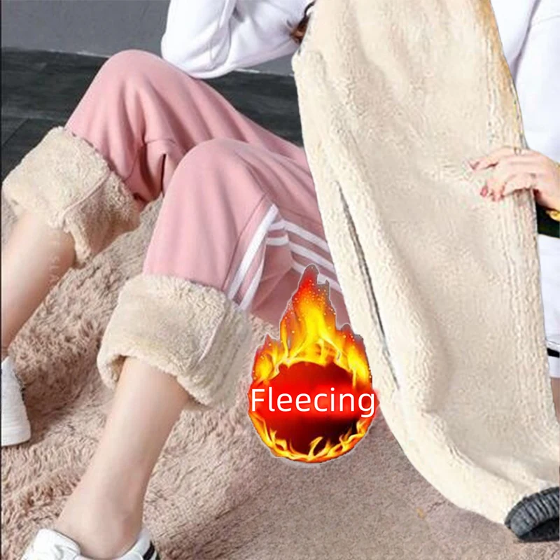 2024 nuove donne abbigliamento caldo inverno addensare pantaloni casual sport in pile legging moda pantaloni spessi 5