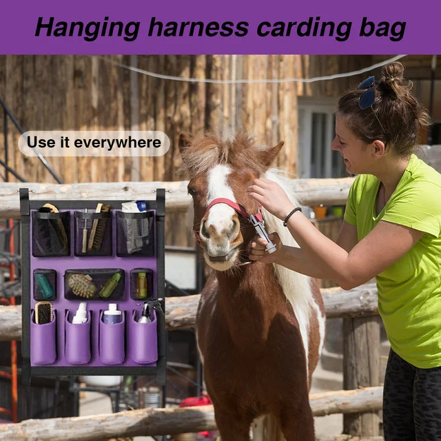 Horse Trailer Organizer Large-Capacity Storage Hanging Bag Multi-Pocket Horse Trailer Grooming Bag for Horse Brush Comb Bottle