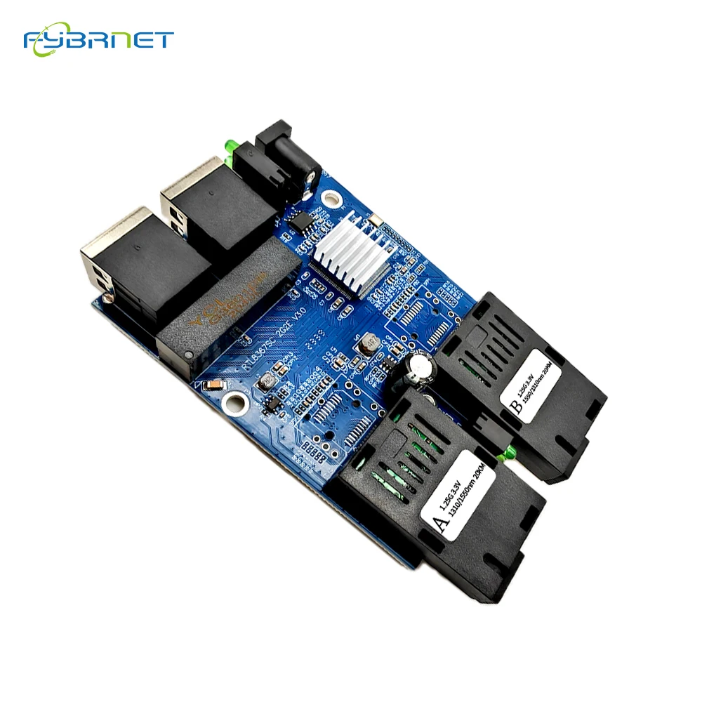 2F2E placa metro Single Mode 2 RJ45 and 2 SC fiber Port Gigabit Fiber Switch 1.25G PCBA Board 2RJ45 UTP 2 SC Ethernet PCBA board
