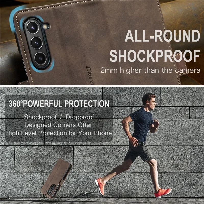 CaseMe Retro Leather Wallet Card Slot Phone Case with Shockproof Flip Stand Cover