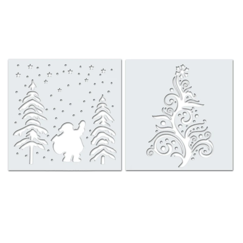 2Pcs Painting Stencils Template Christmas Home Decor Reusable Gift DIY for Kids