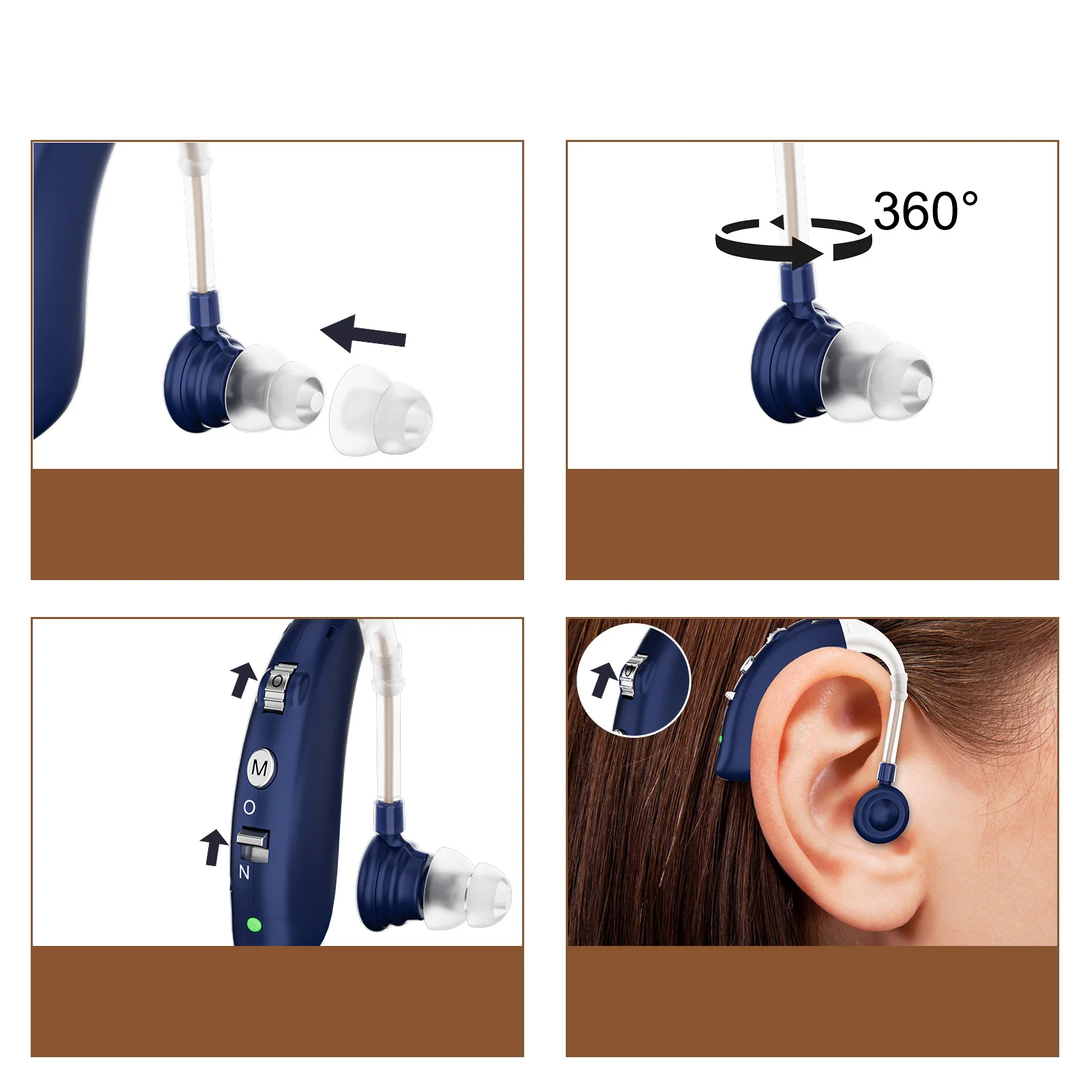 Cuffie auricolari personali, con amplificazione del suono, accessori completi, piccole e portatili, comode per l'uso a due orecchie. - Image 6