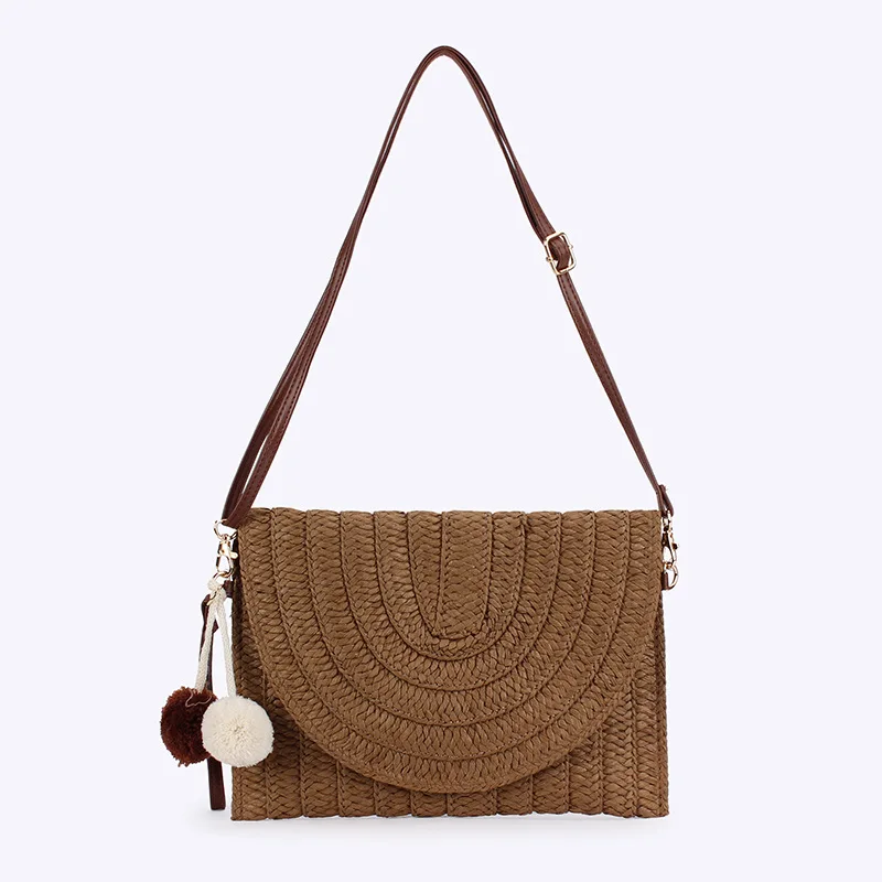French high-end Western style simple multifunctional handmade woven bag, forest style hollow grass woven bag, beach vacation sho