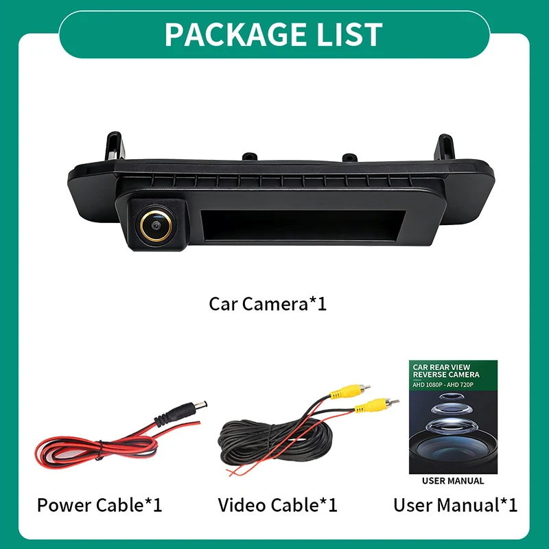 AHD 1080P 차량 후방 트렁크 손잡이 카메라 (메르세데스 벤츠 C 클래스 CLA W205 W117용) 방수 야간 투시 백업 카메라
