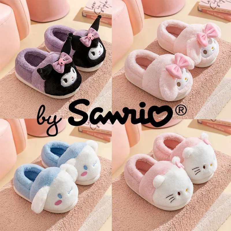 

Sanrio Hello Kitty Kuromi Cinnamoroll Shoes for Baby Plush Cotton Slippers Kids Girls Slippers Non Slip Anime Kawaii Wholesale