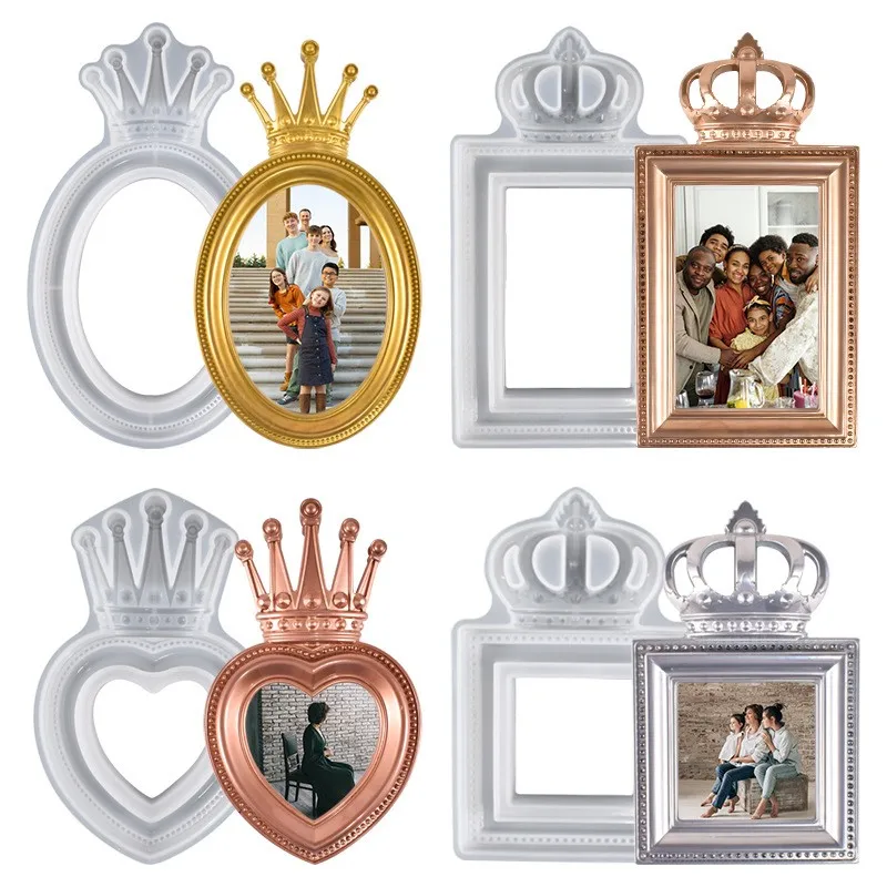 

Crown Love Heart Three-dimensional Photo Frame Silicone Mold DIY Square Home Decoration Crafts Epoxy Resin Molds Making Tools