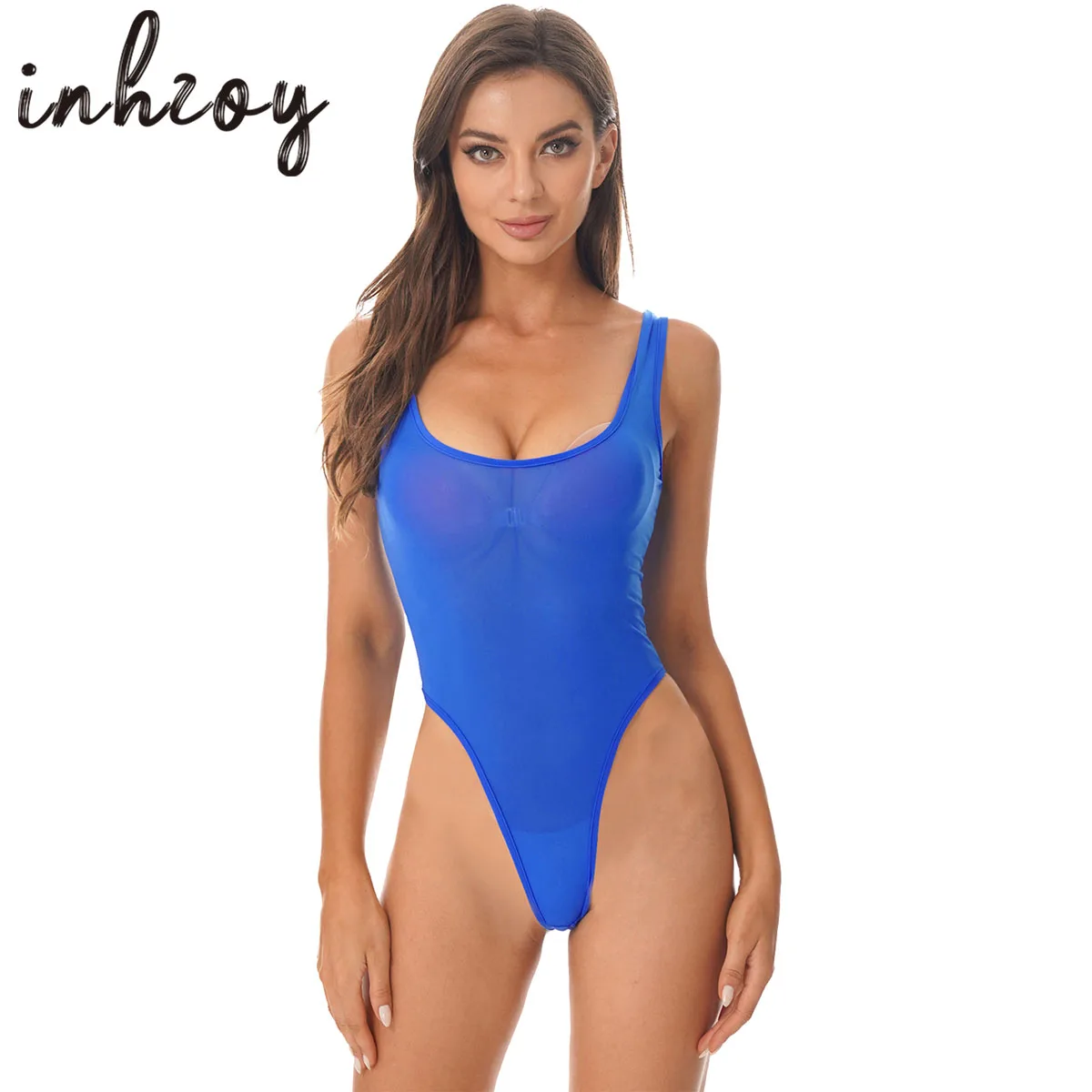 

Womens See Through Mesh Open Crotch Bodysuit High Cut Thong Leotard Swimsuit Lingerie Sexy Crotchless Underwear Swimwear