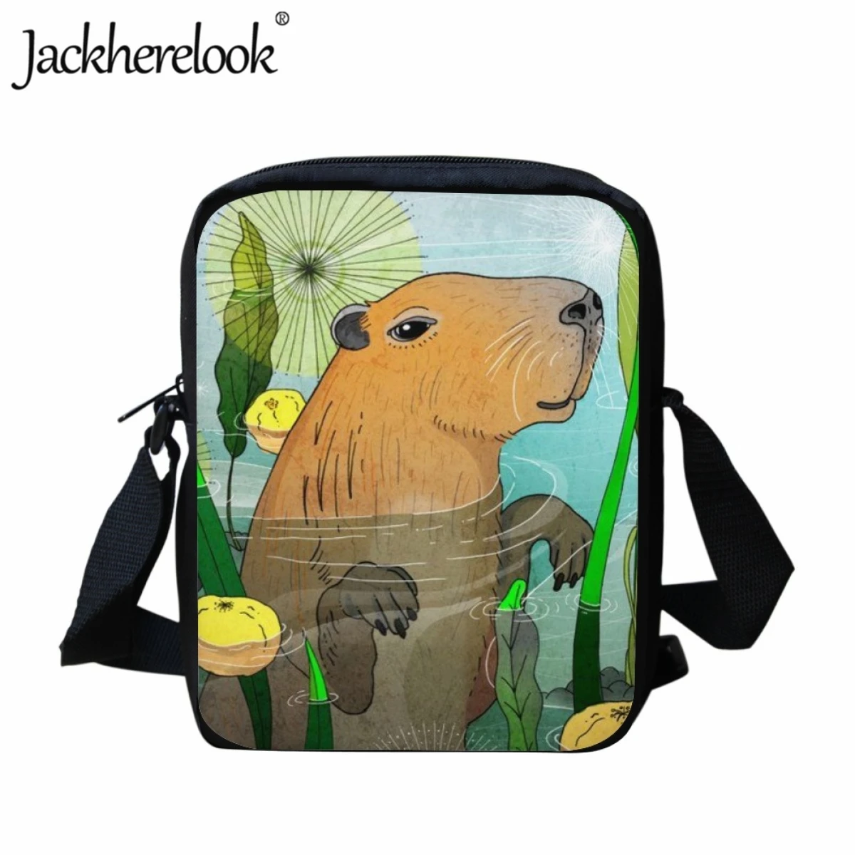 Jackherelook Cartoon capibara zainetto per bambini borsa a tracolla moda Casual borsa a tracolla da viaggio regolabile classica borsa da pranzo