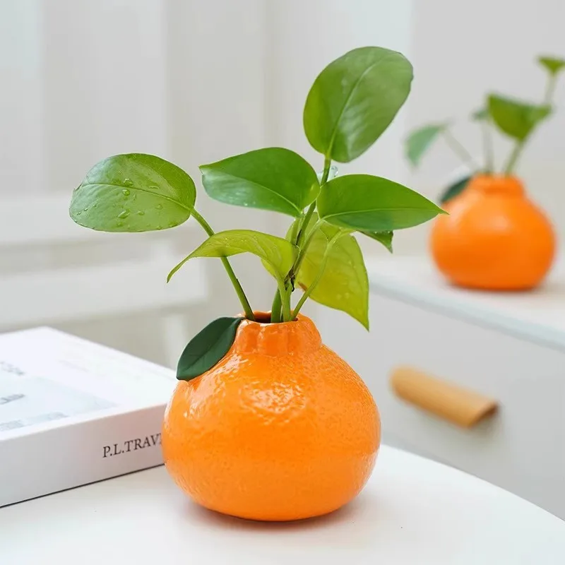 Orange Ceramic Fruit-Shaped Decorative Vase