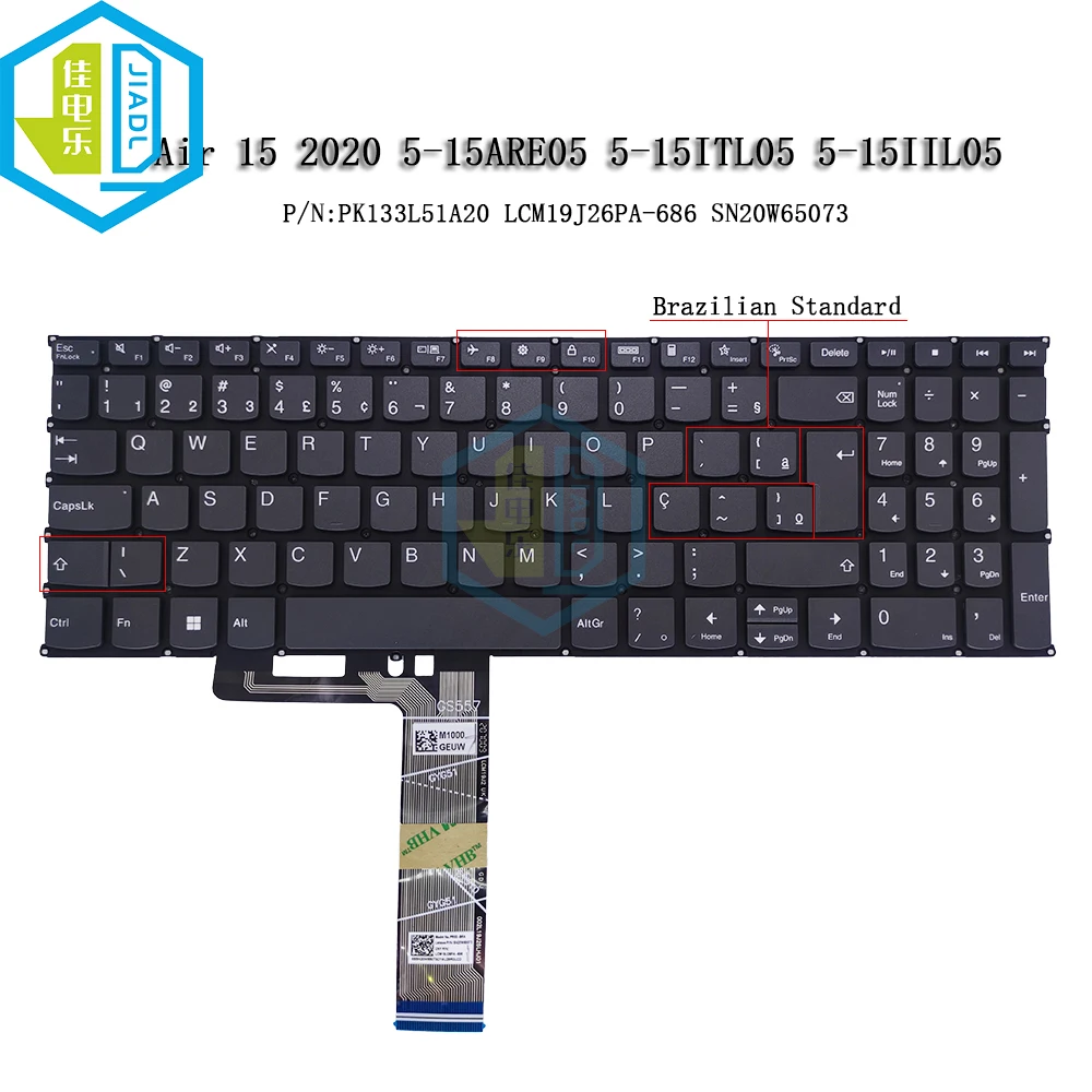 Teclado do Portátil Nós Espanhol Brasil para o ar 2023 do Lenovo 515alc05 Ideapad 5-15are05 15iil05 Ioga Magro 7-15imh05 15itl05 Pc4sb - Imagem 4