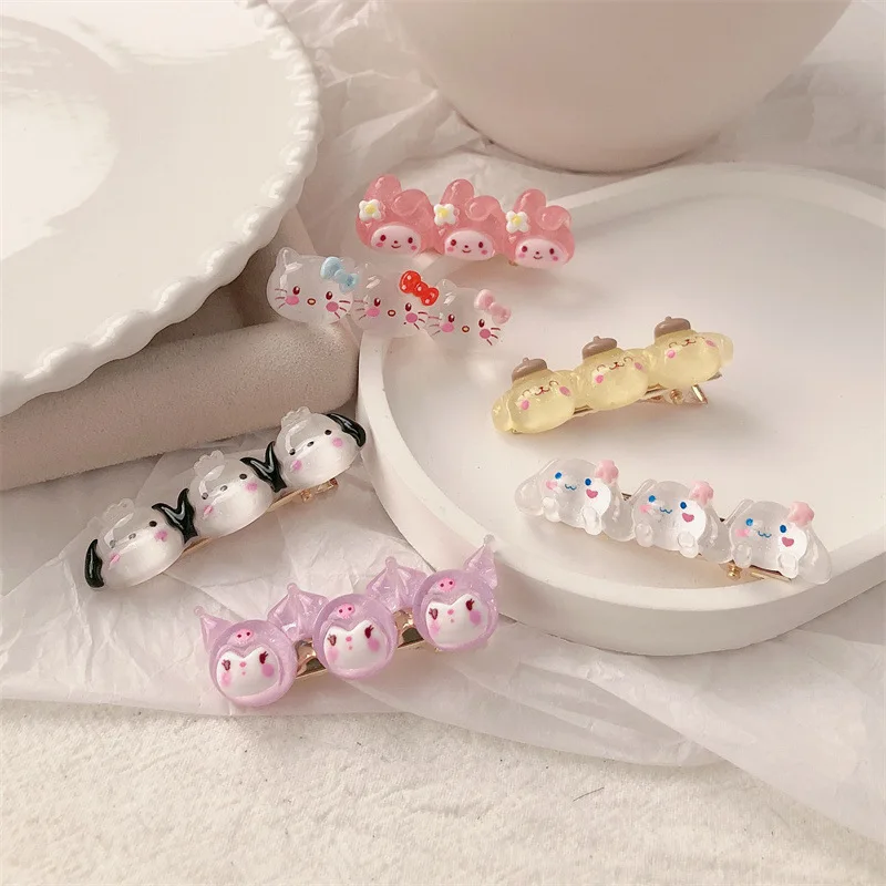 

Sanrios Kuromi Summer Girl Hairpin New Style Kittys Cartoon Animation Hellokittys Kawaii Plastic All-Match Pochacco Girls Gifts