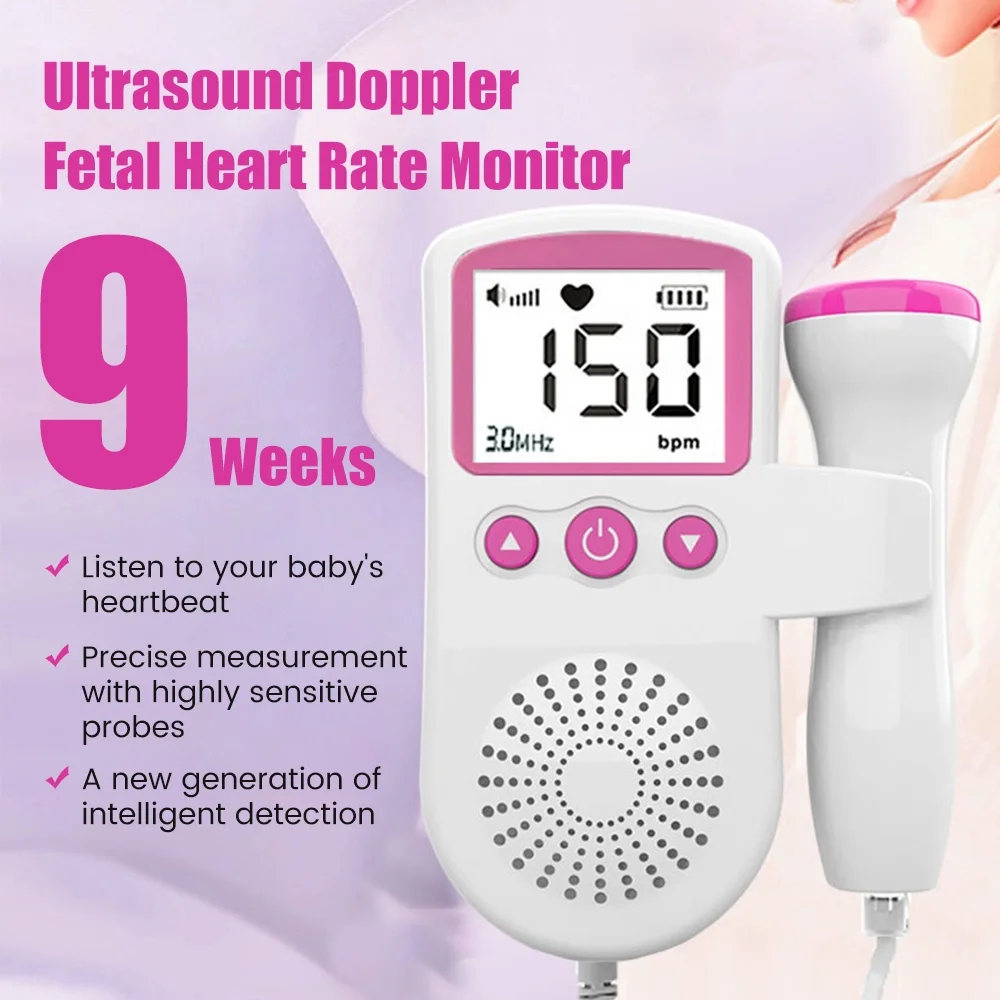 Moniteur de fréquence cardiaque à ultrasons LCD pour bébé, moniteur de  rythme cardiaque fœtal, doppler fœtal, moniteur de grossesse, 3MHz -  AliExpress