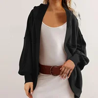 Women's Hoodies Autumn and Winter Jacket Hooded Temperament Commuting Loose Back Splicing Casual Cardigan Sweater 2