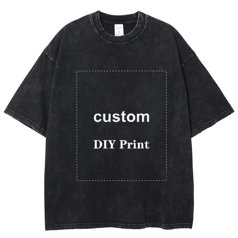 Hip Hop Oversize Vintage DIY Men's T-Shirts Streetwear Personalized Dinosaur Print Tshirt Cotton Harajuku Custom Short Sleeves