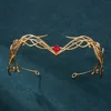 Cross-border Goddess Cosplay Forehead Elves Crowns Tiaras Women Men Vintage Crystal Headband Hair Jewelry Crown Wedding Headwear