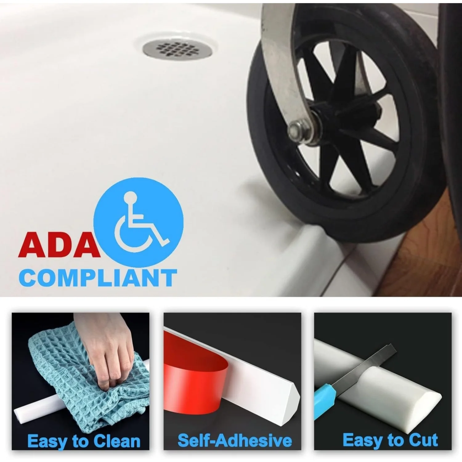Collapsible Shower Water Dam Threshold Stopper Barrier Image 6