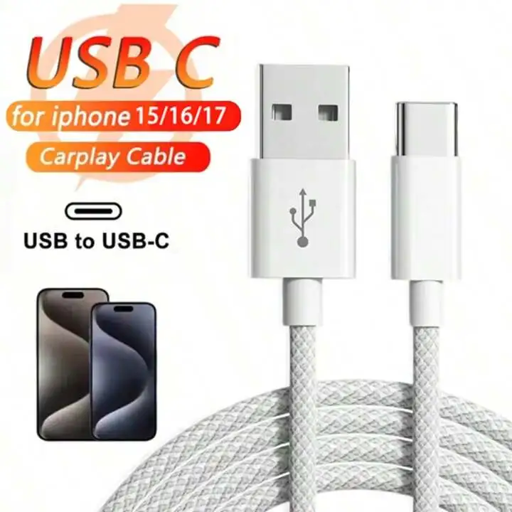 Premium CarPlay Data Cable (USB-A to USB-C) for Seamless Connectivity