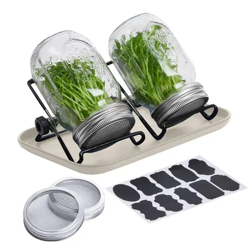 

Sprouting Jar Kit Seed Sprouting Mason Jars With Strainer Lids Durable Bean Sprouts Growing Kit For Seeds Broccoli Beans jardin