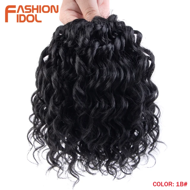 10 Inches Deep Wavy Twist Crochet Hair Synthetic Afro Curly Hair Crochet Braids High Temperature Fiber Braiding Hair Extensions #1B