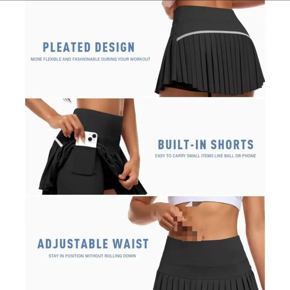 Summer Candy Color Running Shorts Side Pocket False 2 Pieces Tennis Mini Skirt Cooling Quick Dry Breathable Yoga Skirt Women