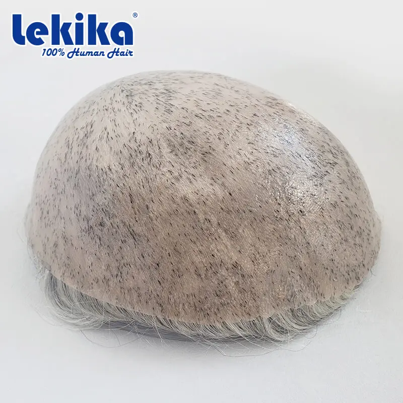 Human hair toupee Men Prosthesis 0.12-0.14mm Full Skin Man Wig 100% Human Hair System Unit Capillary Prosthesis