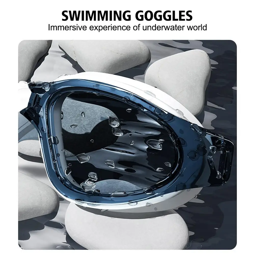 Adjustable Swimming Goggles Adults Big Frame With Earplugs Swim Glasses Men Women Professional HD Anti-fog Silicone Goggles 4