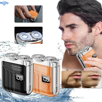 Rasoio elettrico da uomo Mini rasoio per barba magnetico ricaricabile a doppia testa Rasoio per peli facciali portatile impermeabile 1