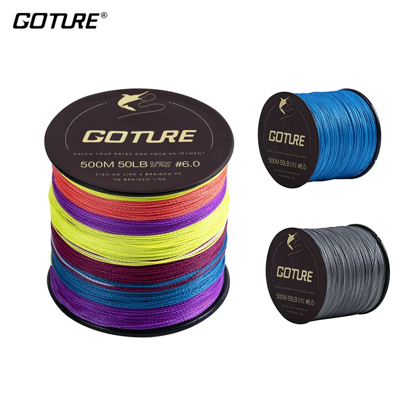 

GOTURE 500M 4 Strands Braided Fishing Line PE Braided Line Multifilament Line Multicolored/Blue/Gray Fishing Line
