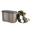 Titanium GI Cup and Titanium Spoon Combo, 950ml Lunch Box Camping Bowl with Foldable Handle Portable for Outdoor Camping Hiking 1