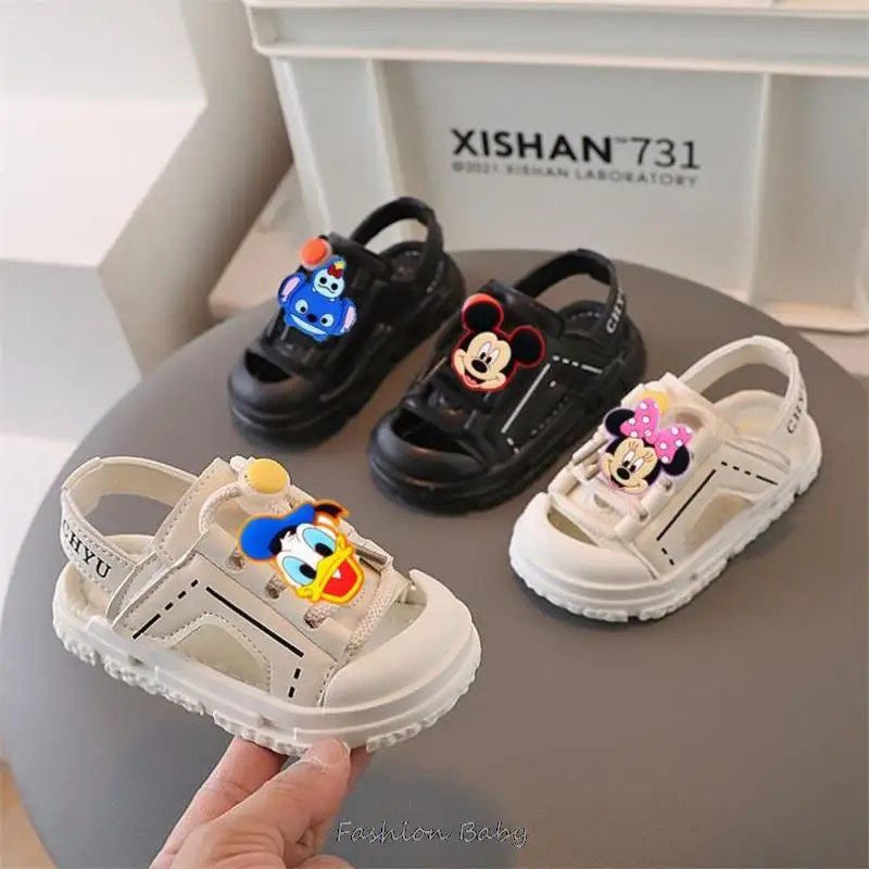 Disney Mickey Minnie Summer Boys Shoes Fashion Light Soft Flats Toddler Girls Sandals Infant Casual Beach Children Shoes Outdoor kids sandals